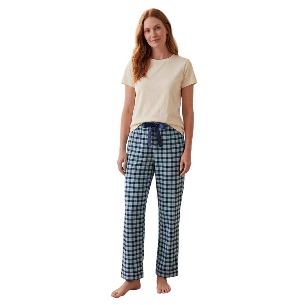 State of Day Flannel Pajama Pants Blue Grid Plaid 2X Plus Soft Cozy